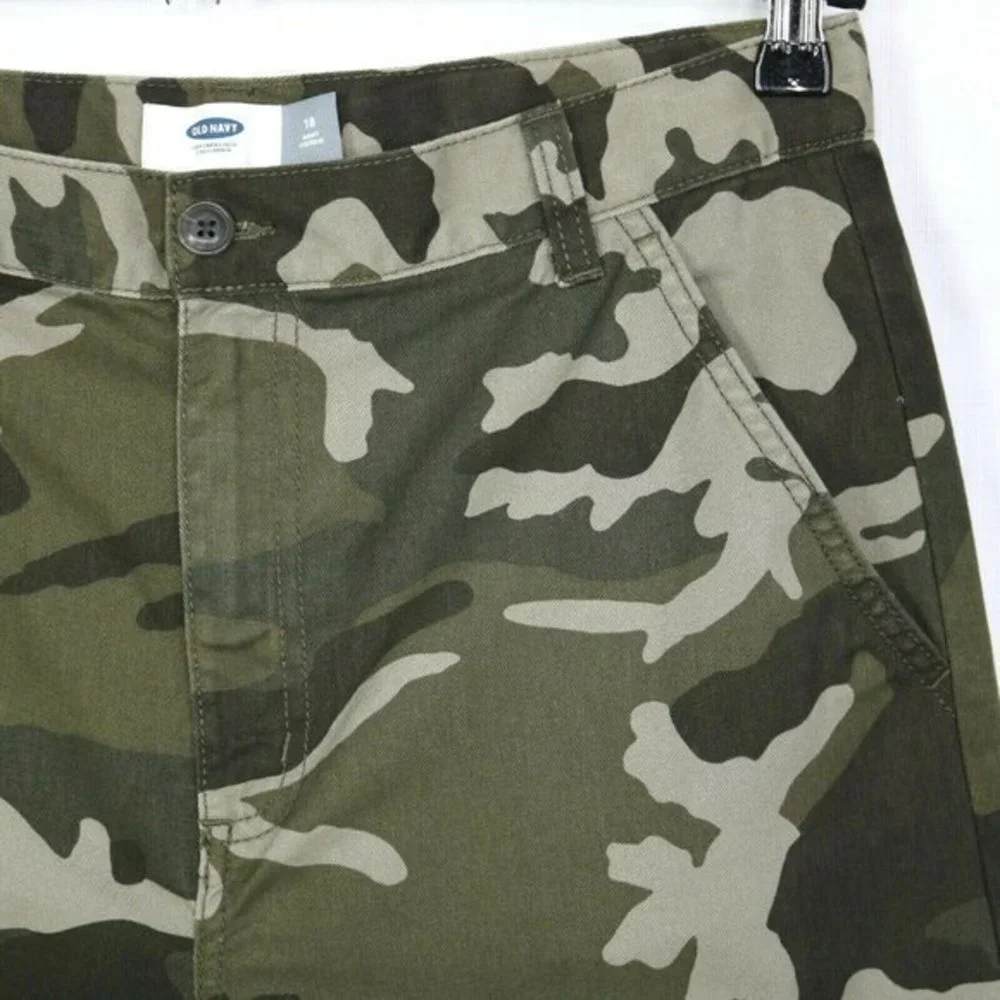 Old Navy‎ Boys Camo Camouflage Cargo Shorts Green Adjustable Waist 18 Husky